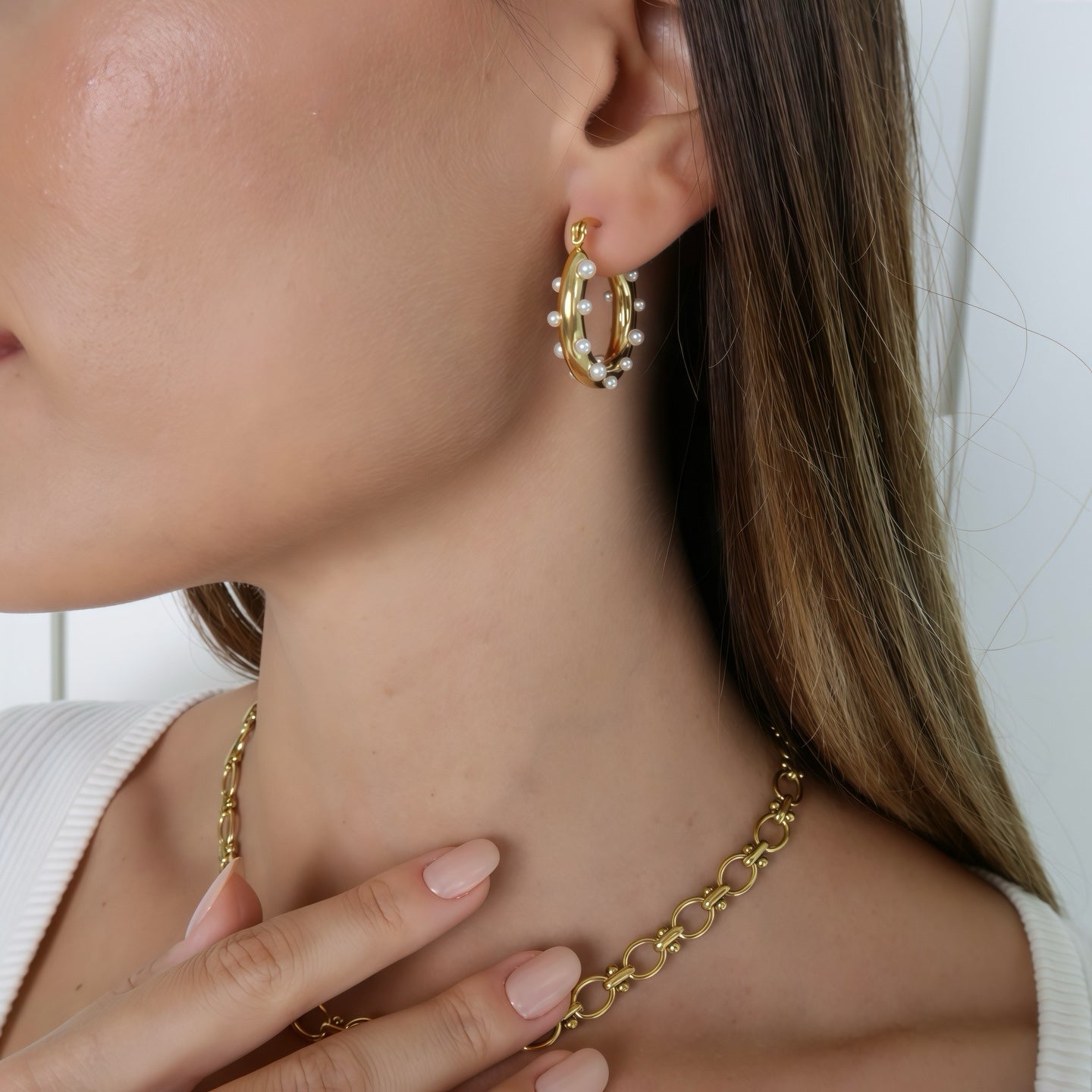 ORECCHINI PERLE HOOP